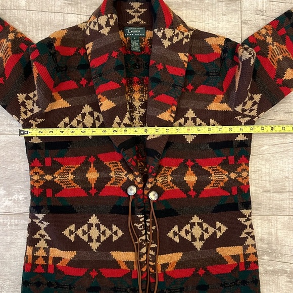 Ralph Lauren Brown Southwestern Sweater Cardigan Native Coat Aztec Camping Ranch - Picture 9 of 10